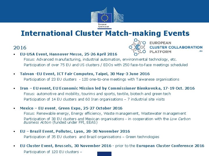 International Cluster Match-making Events 2016 • EU-USA Event, Hannover Messe, 25 -26 April 2016
