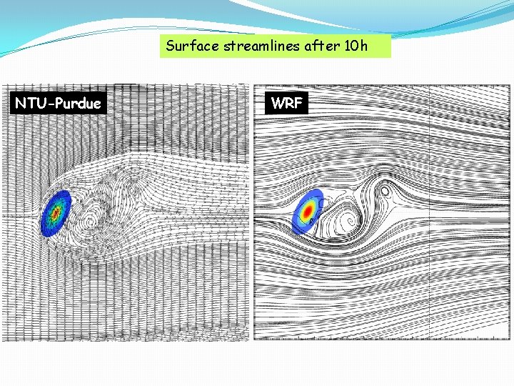 Surface streamlines after 10 h NTU-Purdue WRF 