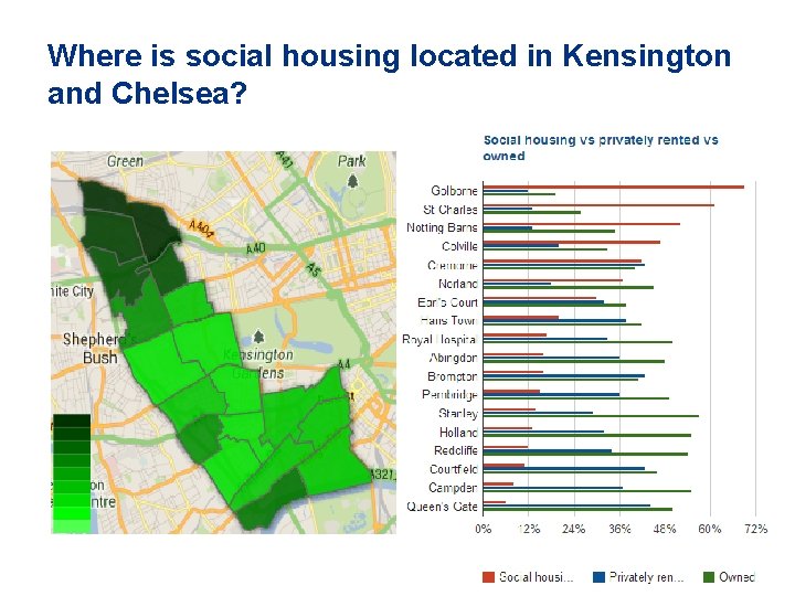 Where is social housing located in Kensington and Chelsea? 