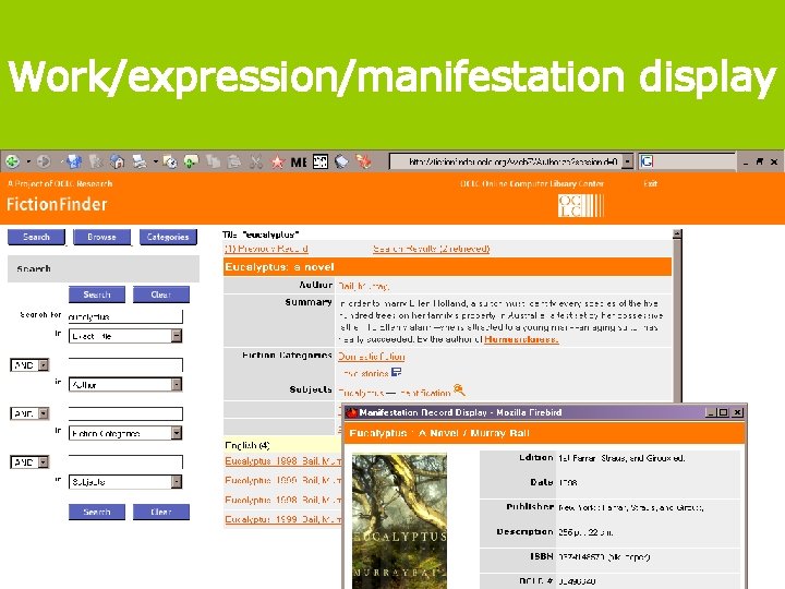 Work/expression/manifestation display 