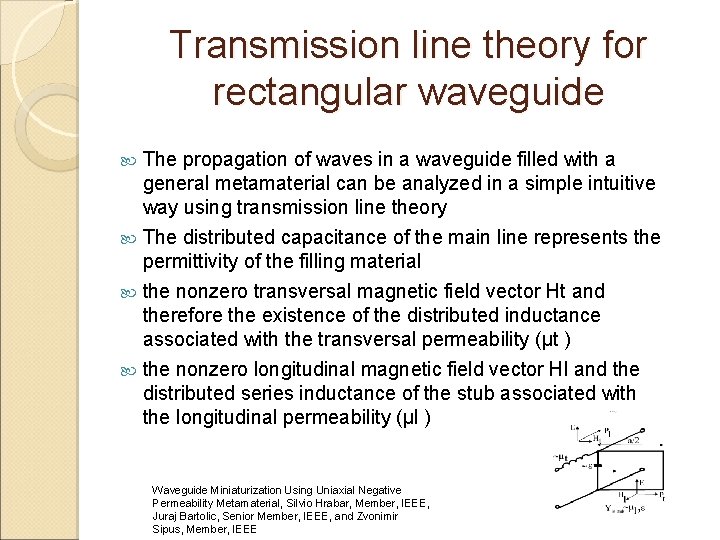 Transmission line theory for rectangular waveguide The propagation of waves in a waveguide filled