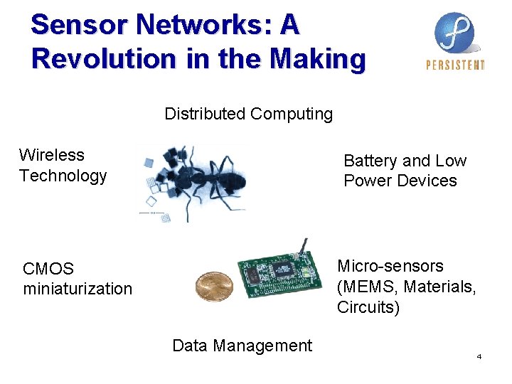 Sensor Networks: A Revolution in the Making Distributed Computing Wireless Technology Battery and Low Sensor Networks: A Revolution in the Making Distributed Computing Wireless Technology Battery and Low