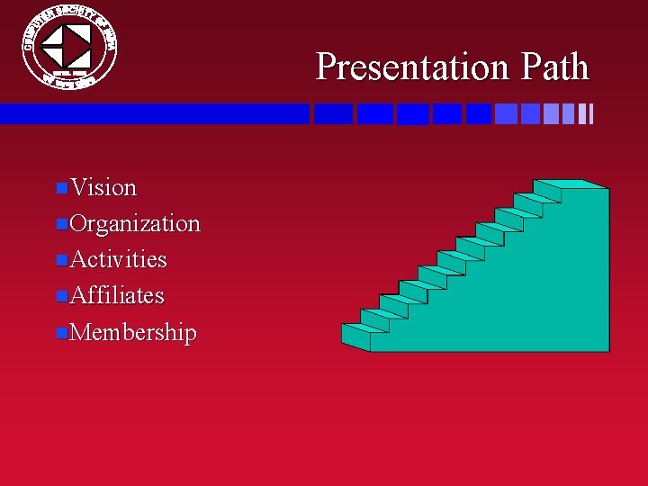 Presentation Path n. Vision n. Organization n. Activities n. Affiliates n. Membership 