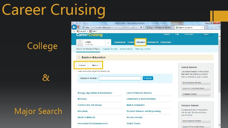 Career Cruising College & Major Search 