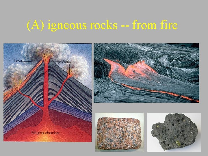 (A) igneous rocks -- from fire 