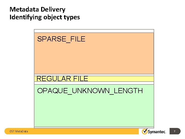 Metadata Delivery Identifying object types SPARSE_FILE REGULAR FILE OPAQUE_UNKNOWN_LENGTH OST Meta. Data 7 