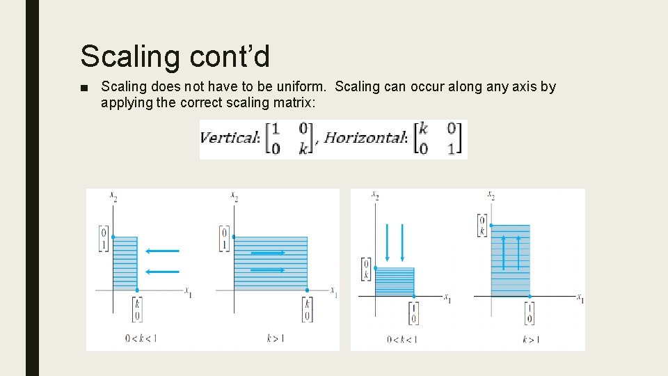 Scaling cont’d ■ Scaling does not have to be uniform. Scaling can occur along