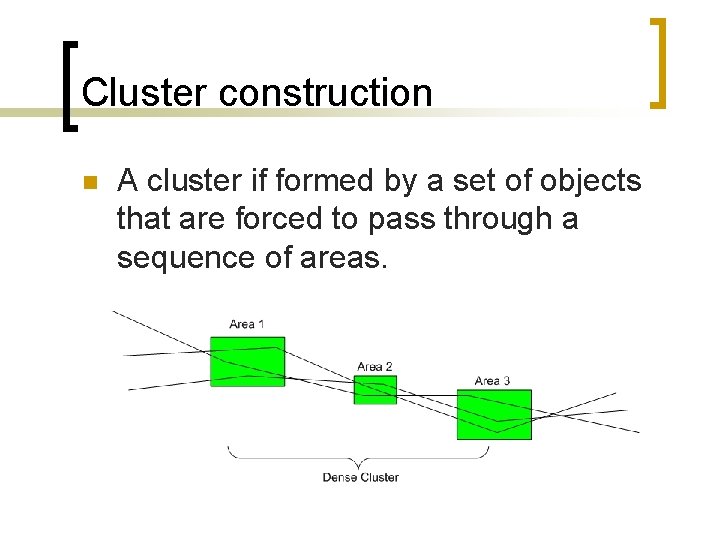 Cluster construction n A cluster if formed by a set of objects that are