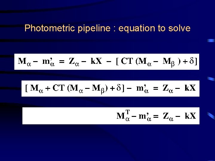 Photometric pipeline : equation to solve 