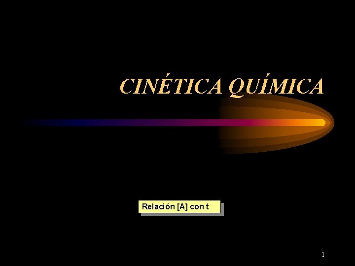 CINÉTICA QUÍMICA Relación [A] con t 1 