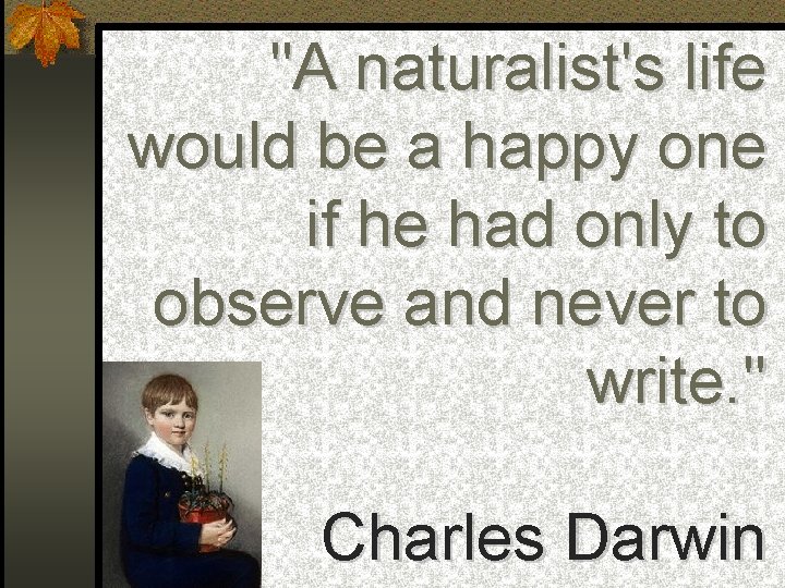 "A naturalist's life would be a happy one if he had only to observe