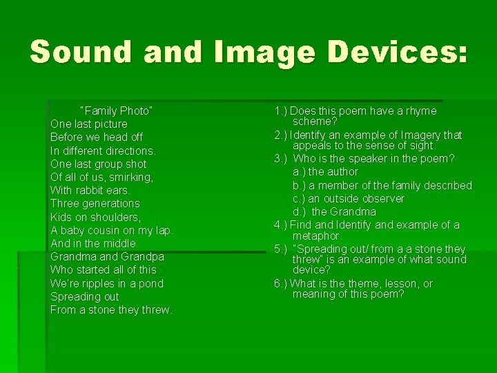 Sound and Image Devices: “Family Photo” One last picture Before we head off In