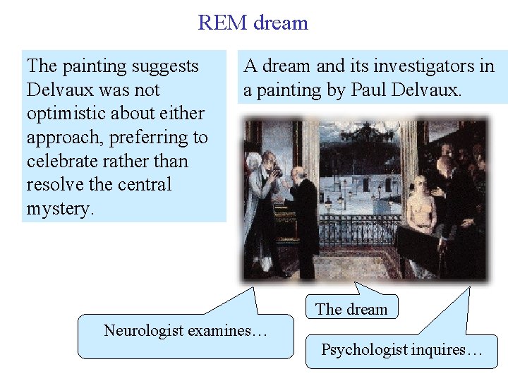 REM dream The painting suggests Delvaux was not optimistic about either approach, preferring to