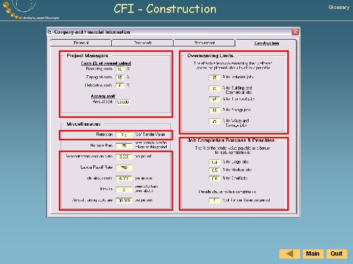 CFI - Construction Glossary Main Quit 