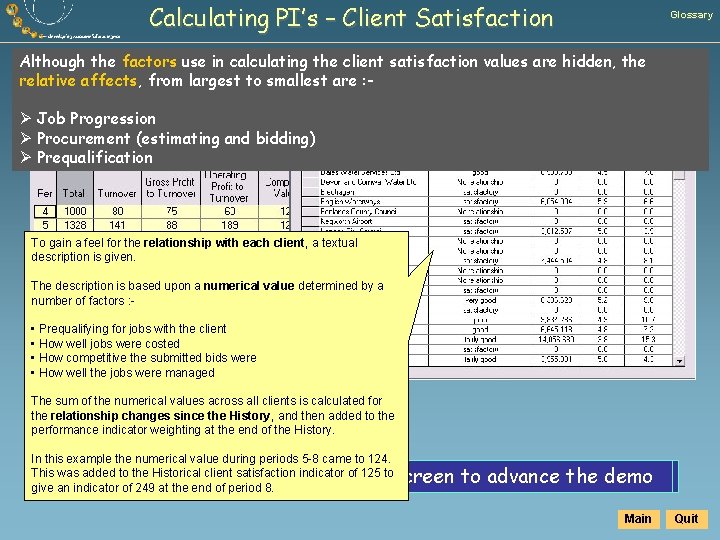 Calculating PI’s – Client Satisfaction Glossary Although theis factors use in calculating the. Satisfaction