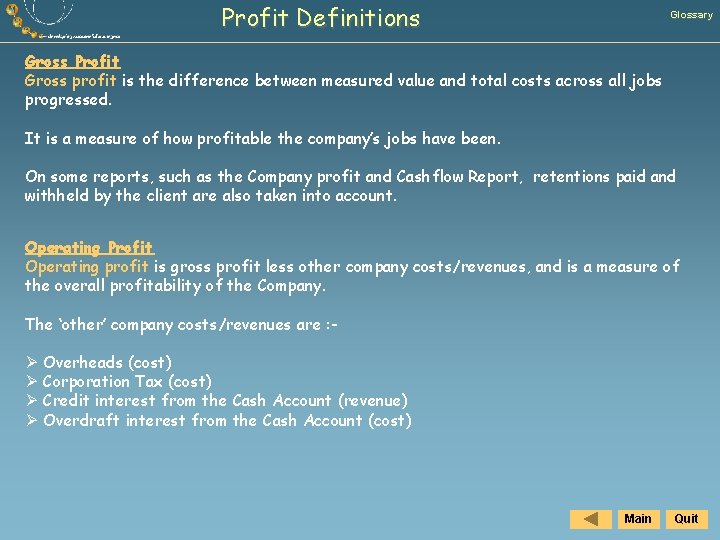 Profit Definitions Glossary Gross Profit Gross profit is the difference between measured value and