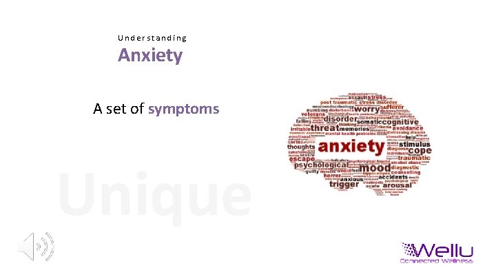 Understanding Anxiety A set of symptoms Unique 