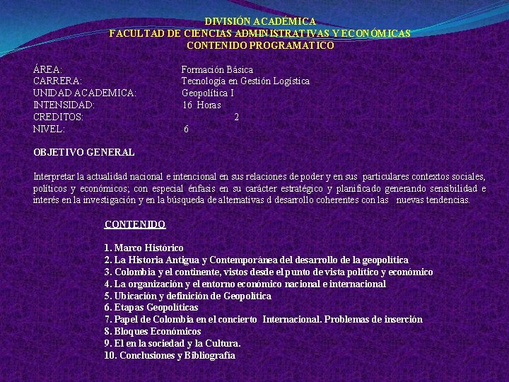 DIVISIN ACADMICA FACULTAD DE CIENCIAS ADMINISTRATIVAS Y ECONMICAS
