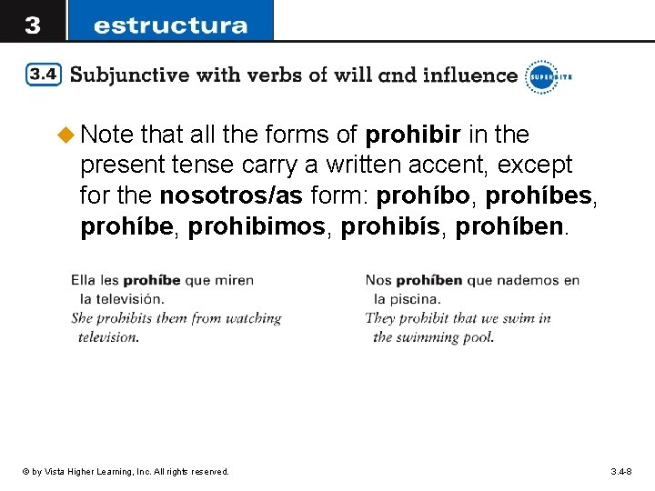 u Note that all the forms of prohibir in the present tense carry a