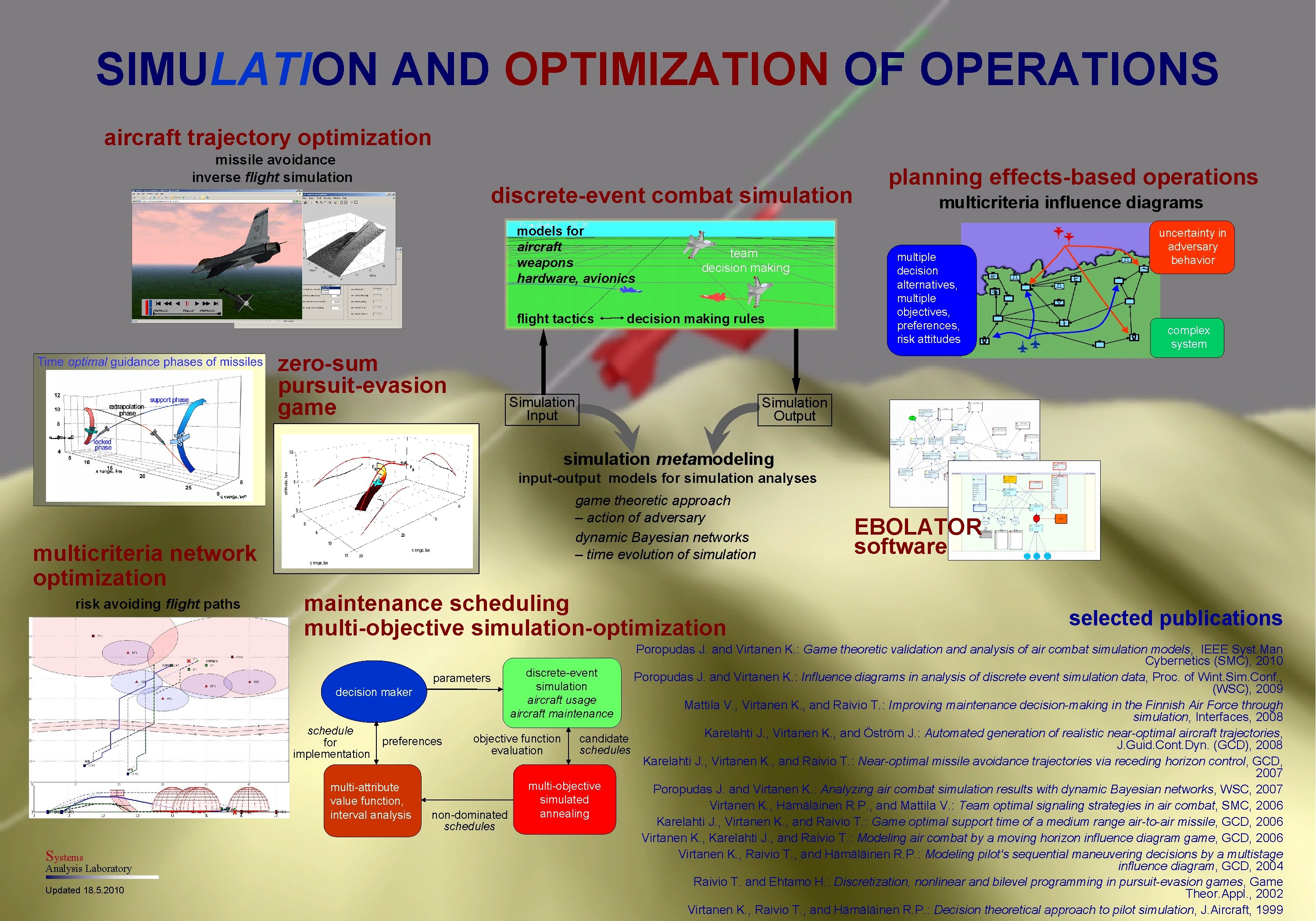 SIMULATION AND OPTIMIZATION OF OPERATIONS aircraft trajectory optimization missile avoidance inverse flight simulation discrete-event