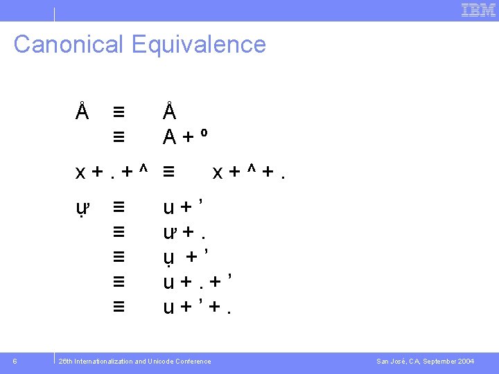 Canonical Equivalence Å ≡ ≡ Å A + º x +. + ^ ≡