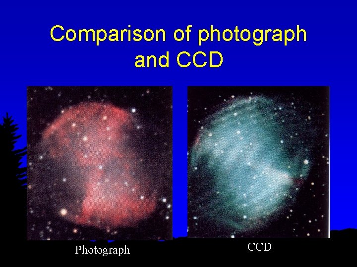 Comparison of photograph and CCD Photograph CCD 