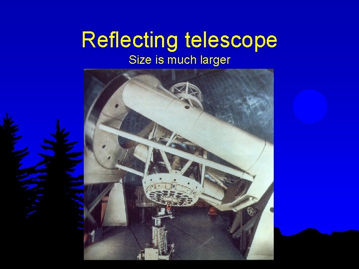 Reflecting telescope Size is much larger 