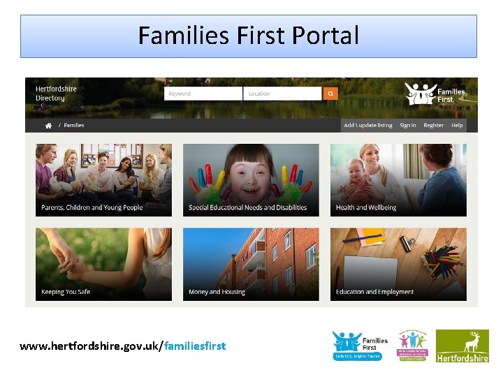 Families First Portal www. hertfordshire. gov. uk/familiesfirst 