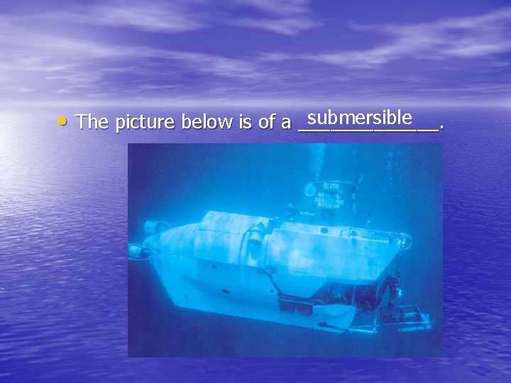 submersible • The picture below is of a _______. 