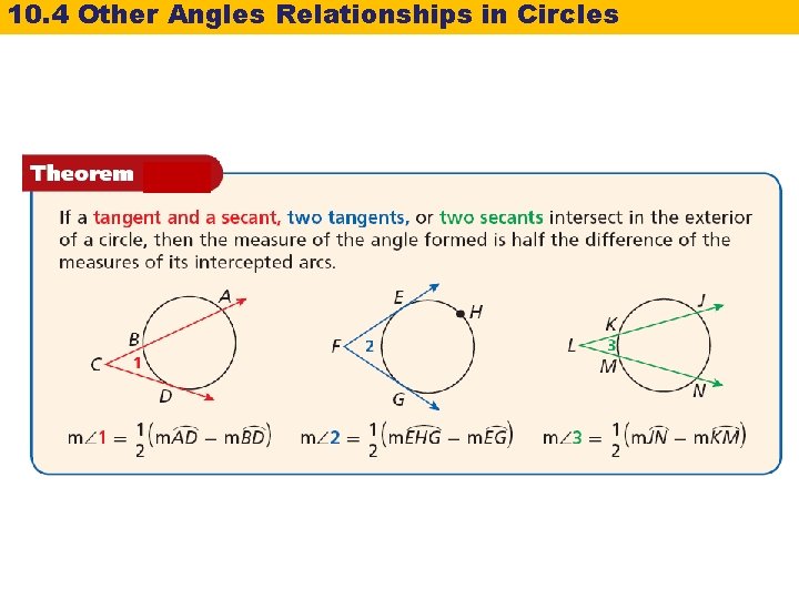 10. 4 Other Angles Relationships in Circles 10. 4 Other Angles Relationships in Circles