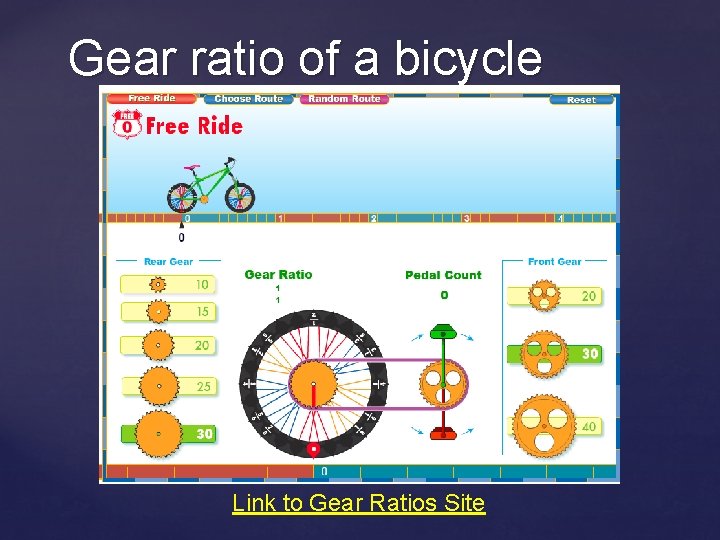 Gear ratio of a bicycle Link to Gear Ratios Site 