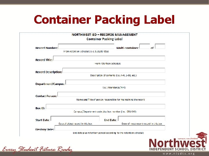 Container Packing Label 