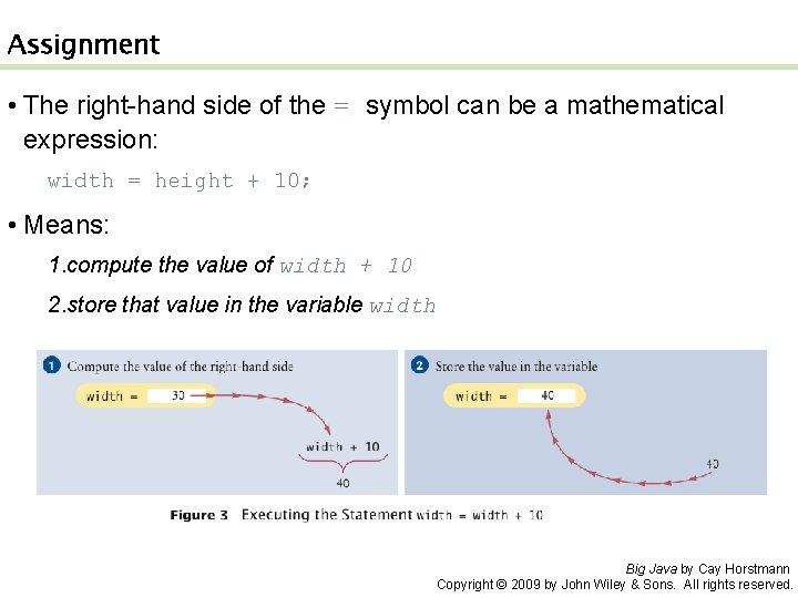 Assignment • The right-hand side of the = symbol can be a mathematical expression: