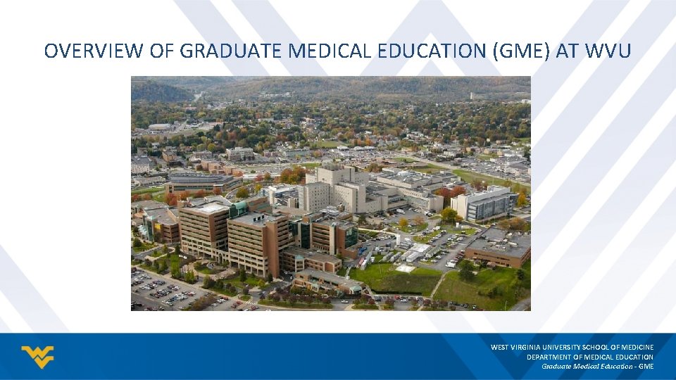 OVERVIEW OF GRADUATE MEDICAL EDUCATION (GME) AT WVU WEST VIRGINIA UNIVERSITY SCHOOL OF MEDICINE