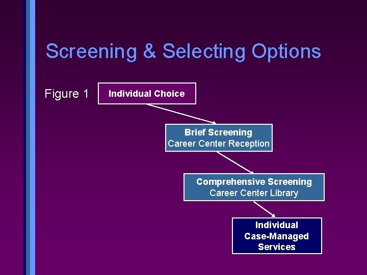 Screening & Selecting Options Figure 1 Individual Choice Brief Screening Career Center Reception Comprehensive