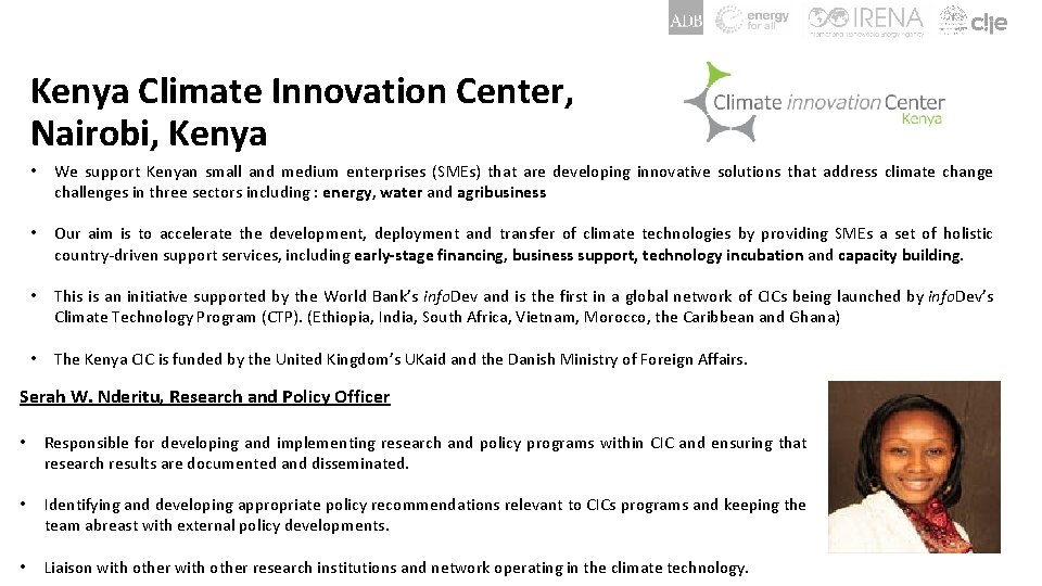 Kenya Climate Innovation Center, Nairobi, Kenya • We support Kenyan small and medium enterprises