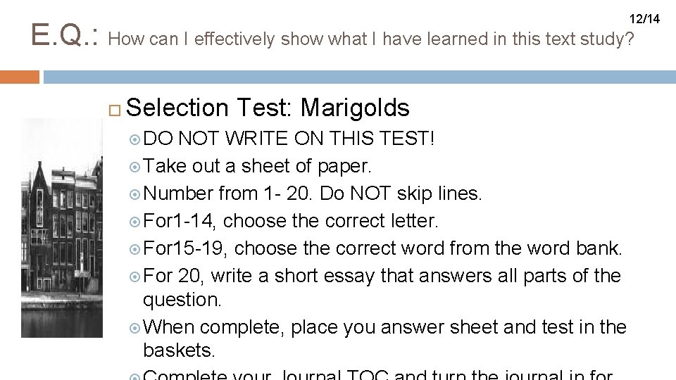 12/14 E. Q. : How can I effectively show what I have learned in