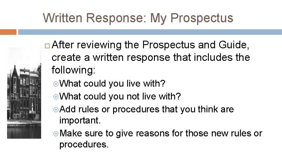 Written Response: My Prospectus After reviewing the Prospectus and Guide, create a written response