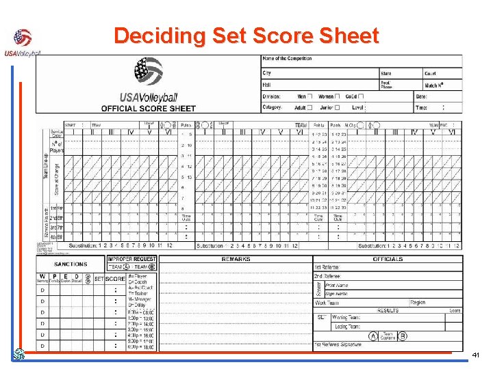 Deciding Set Score Sheet 41 