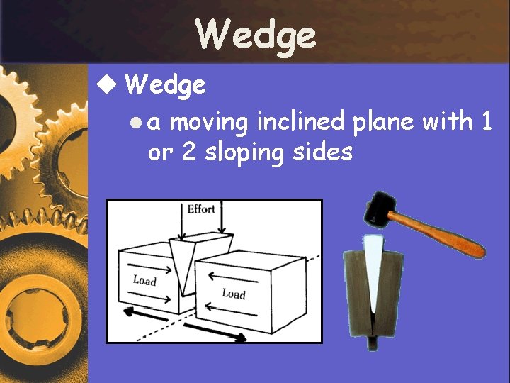 Wedge u Wedge l a moving inclined plane with 1 or 2 sloping sides