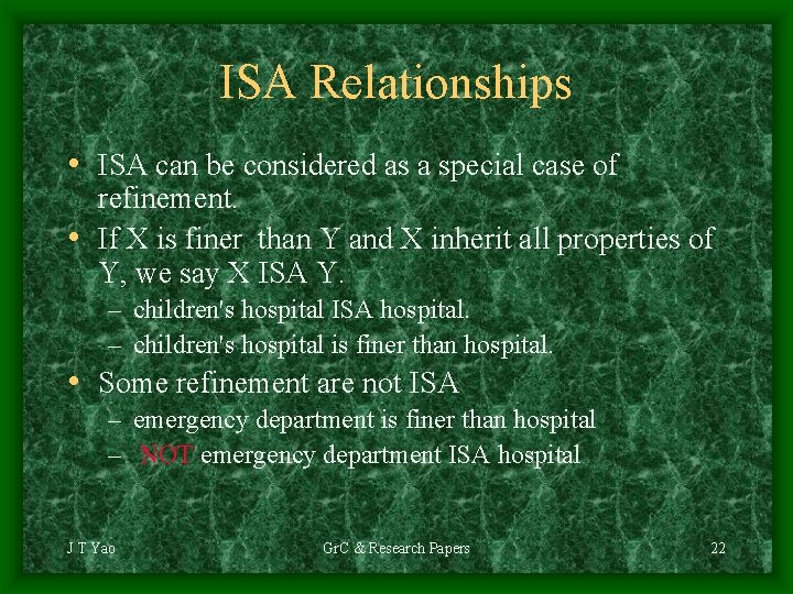 ISA Relationships • ISA can be considered as a special case of refinement. •