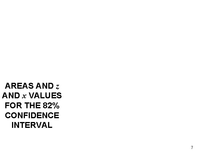 AREAS AND z AND x VALUES FOR THE 82% CONFIDENCE INTERVAL 7 