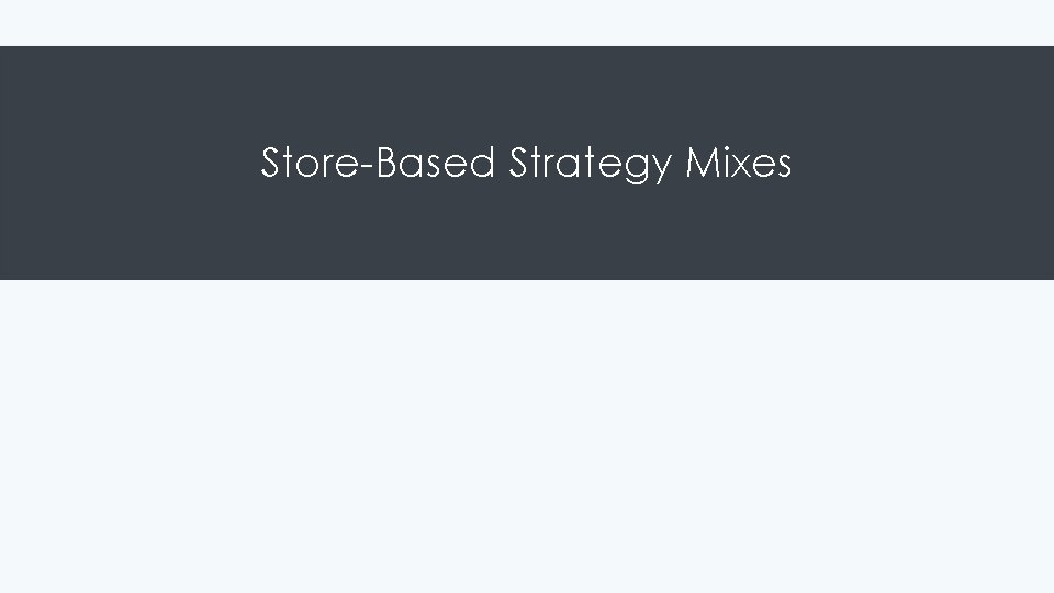 Store-Based Strategy Mixes 