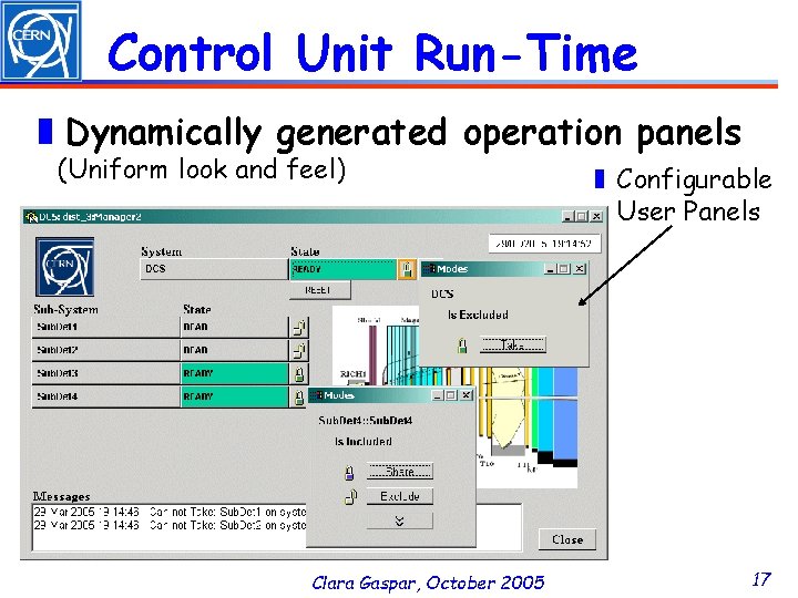 Control Unit Run-Time ❚Dynamically generated operation panels (Uniform look and feel) Clara Gaspar, October