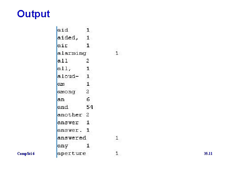 Output Comp. Sci 6 35. 11 