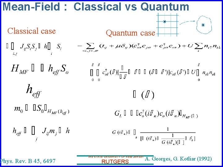 Mean-Field : Classical vs Quantum Classical case Phys. Rev. B 45, 6497 Quantum case