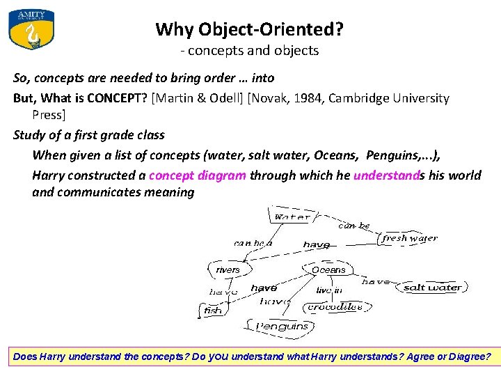 Why Object-Oriented? - concepts and objects So, concepts are needed to bring order …