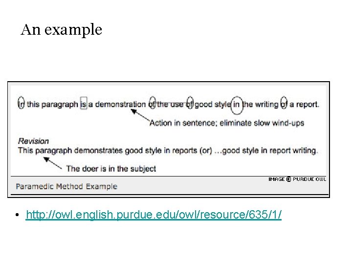 An example • http: //owl. english. purdue. edu/owl/resource/635/1/ 