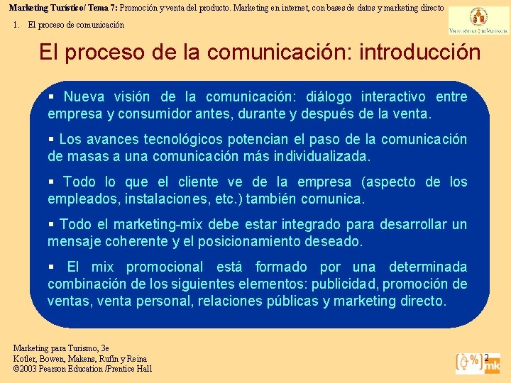 Marketing Turístico/ Tema 7: Promoción y venta del producto. Marketing en internet, con bases