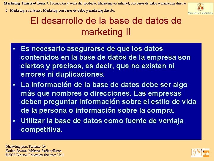 Marketing Turístico/ Tema 7: Promoción y venta del producto. Marketing en internet, con bases